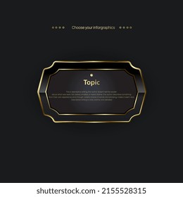 A golden premium option button on dark background, business objects template