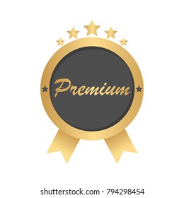 Golden Premium Quality Badge, vector illustration.