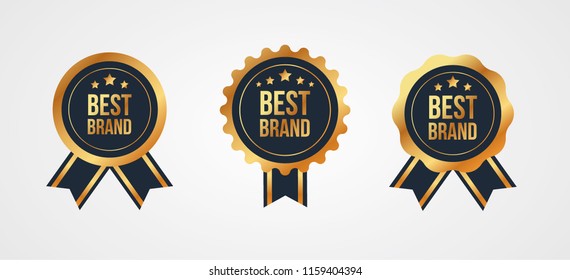 Golden Premium Quality Best Labels Collection Isolated on White Background