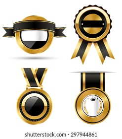Golden Premium Quality Best Labels Collection Isolated on White Background
