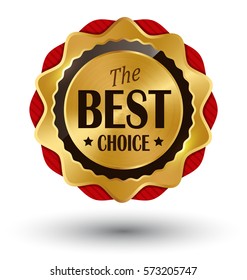Golden Premium Quality Red Best Label Space for Text Isolated on White Background