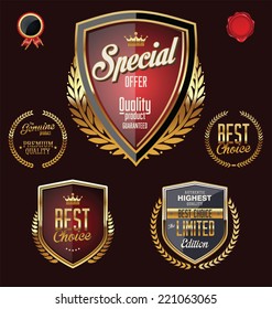 Golden premium quality retro vintage badges