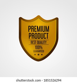 Golden premium quality shield design label