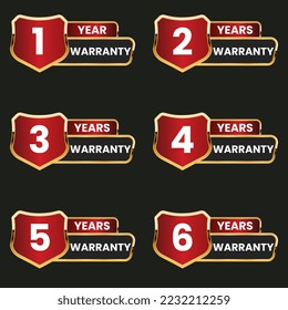 golden premium warranty badge set 1 year to 6 years warranty