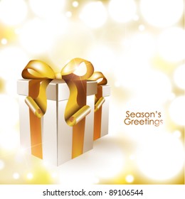 golden present box season's greetings vector background