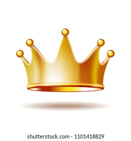 Golden princess crown isolated on white background. 3D vector illustration