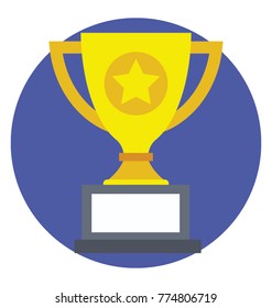 
A golden prize cup representing trophy for winner, flat icon
