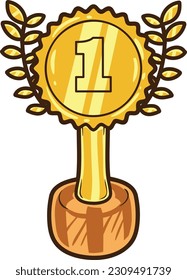 Golden Prize Cup Winner Award Vector: A stunning gold cup illustration with intricate details. Perfect for award ceremonies, presentations, and designs. Instant download. Versatile and high-quality.