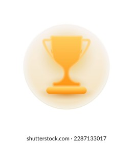 Golden prize or trophy for winner, isolated glassmorphism icon of cup with handles. Sports event or competition award, first place for winner. Vector illustration