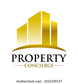 Golden Property Concierge Symbol Vector Graphic Logo Design Template