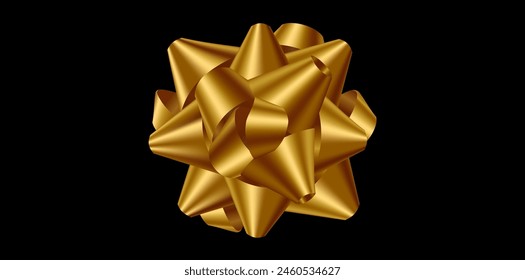 Golden Pull Bows Vector Illustration, Gift Wrap Bows Use For Weddings, Birthdays, Anniversaries, Special Occasions.
