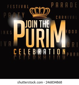 Golden Purim design EPS 10 vector royalty free stock illustration Perfect for ads, poster, flier, signage, announcements, invitation, greeting card