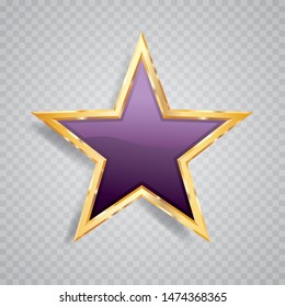 golden purple star with transparent shadow, commercial success icon