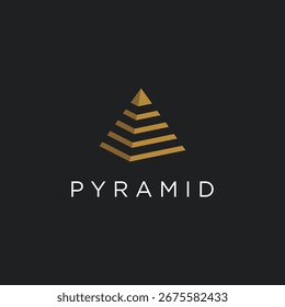 pirâmide dourada elemento abstrato logotipo design