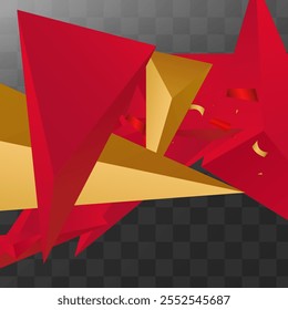 Golden Pyramid Business Vector Transparent  Background. Dynamic Brochure. Burgundy Minimalist Elements Card. Abstract Design.