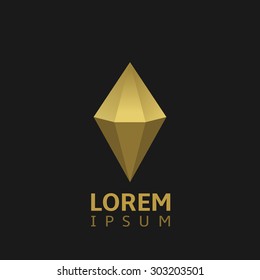 Golden pyramid shape on the black background. Vector illustration