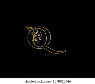 Golden Q Luxury Logo Icon, Classy Letter Logo Design.