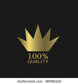 Golden quality icon, golden sign. Business symbol