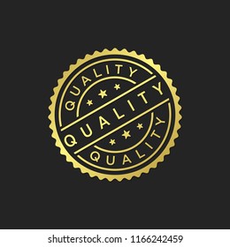 Golden quality stamp icon vector