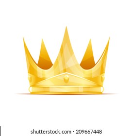 Golden queen crown with sharp edges, eps10 isolated