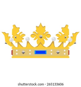 Golden queen crown vector isolated, medieval crown, king crown, princess crown