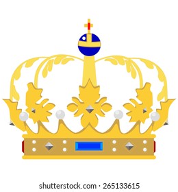 Golden queen crown vector isolated, medieval crown, king crown, princess crown