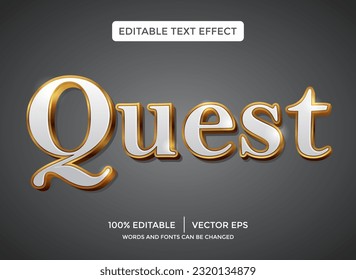  golden quest 3D editable text effect template