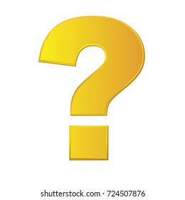 Golden question icon isolated on a white background