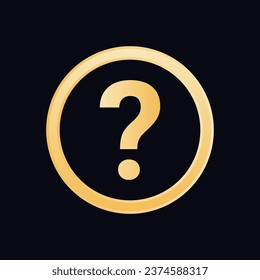 Golden question mark vector icon. question sign in circle
