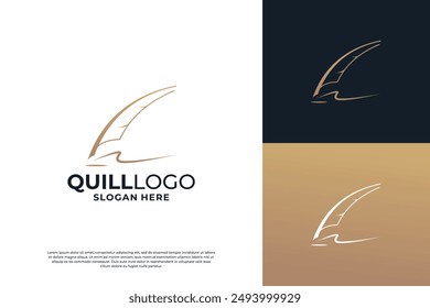 Golden quill signature logo design