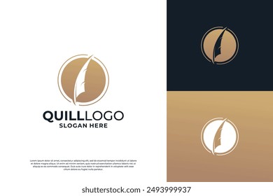 Golden quill signature logo design