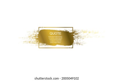 Golden Quote Box Rahmen, großes Set. Symbol für Angebotsbox Briefkästen ausdrucken. Unscharfer Grunge-Bürstenhintergrund. Vektorgrafik