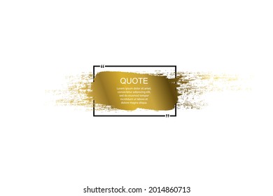 Golden Quote box frame, big set. Quote box icon. Texting quote boxes. Blank Grunge brush background. Vector illustration