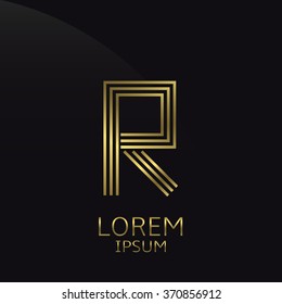 Golden R letter logo for your company. Luxury symbol, Vector illustration