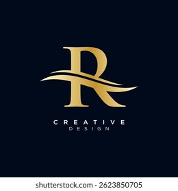 Golden R Lettermark with Wave Element for Luxury Branding