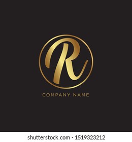 golden R logo design - vector