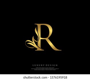 Golden R Luxury Logo Icon, Classy Letter Logo Design.