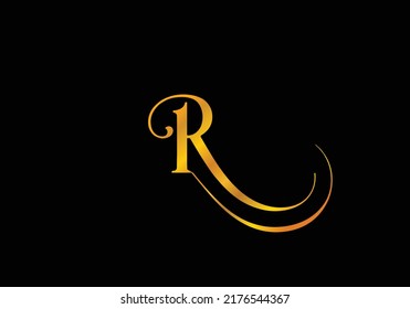 Golden R Luxury Logo Icon, Classy Letter Logo Design.