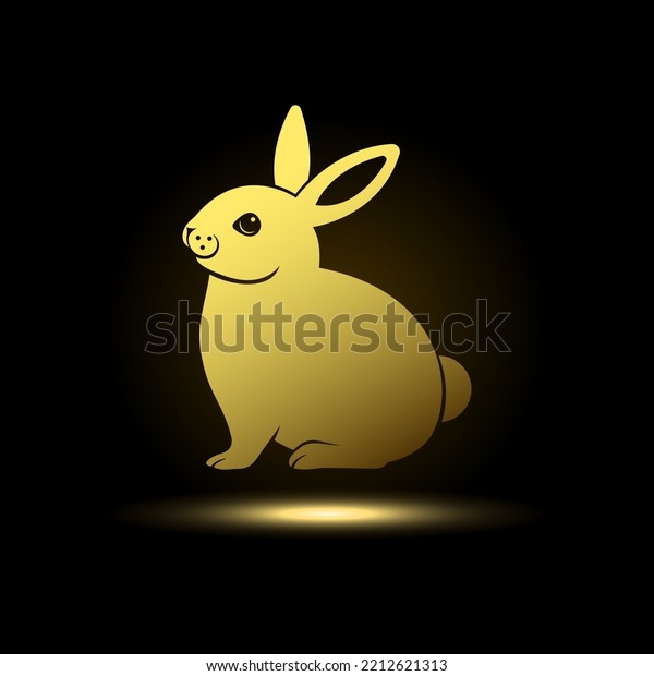 Golden Rabbit Icon On Black Background Stock Vector (Royalty Free ...
