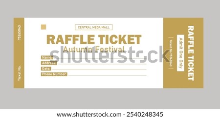 Golden Raffle Ticket Admit one Template Fill form for business