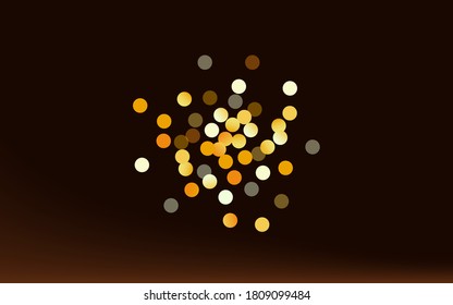 Golden Rain Christmas Brown Dark Background. Modern Shine Illustration. Gold Splash Paper Pattern. Dot Shiny Postcard.