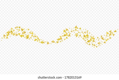 Golden Rain Festive Transparent Background. Isolated Triangle Backdrop. Gold Shard Shiny Wallpaper. Dust Transparent Postcard.