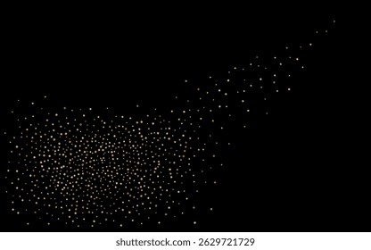 Golden Rain Festive Vector Black Background. Happy Glow Wallpaper. Gold Confetti Anniversary Postcard. Sequin Golden Banner.