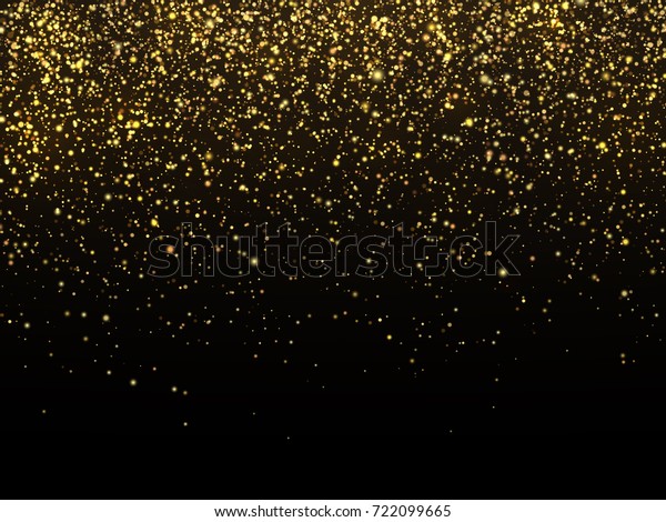 黒い背景に金色の雨 ベクター画像の金粒のテクスチャーお祝いの壁紙 カオスの紙吹雪の結晶黄色の明るいイラスト のベクター画像素材 ロイヤリティフリー