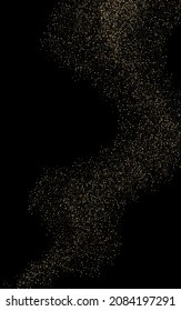 Golden Rain Isolated Vector Black Background. Bridal Round Design. Gold Confetti Anniversary Wallpaper. Splash Bright Backdrop.