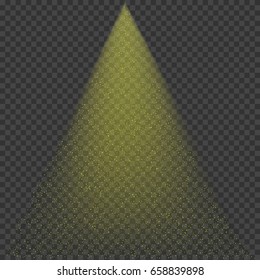 Golden rain spray effect on transparent background