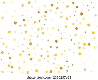 Golden Rain From Square Confetti. Vector illustration