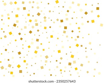Golden Rain From Square Confetti. Vector illustration