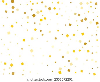 Golden Rain From Square Confetti. Vector illustration.