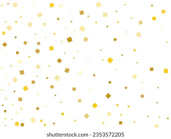 Lluvia Dorada Desde Confetti Cuadrado. Ilustración vectorial.